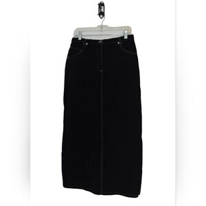 Vtg Black Velvet Midi Y2K High Waist‎ Pencil Goth Skirt Made in Canada Size 10